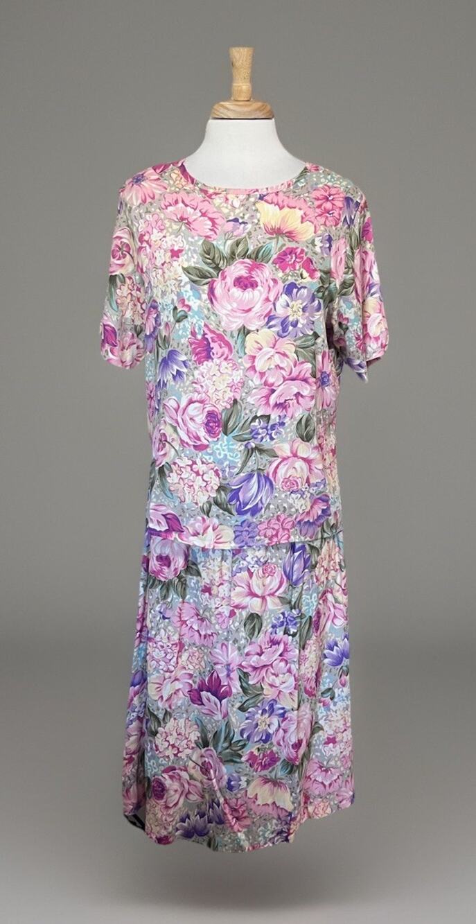 POTOMAC Vintage 90s Pink Floral Top & Skirt Set S/M USA Made Fairy Cottagecore